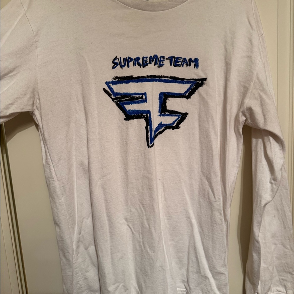 Supreme x Faze Clan Supreme Team Long Sleeve White Graphic Shirt Size Large